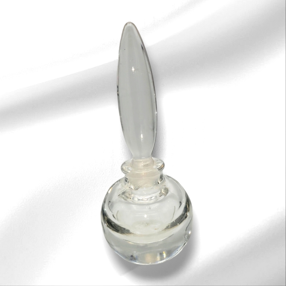 Vintage Art Deco Perfume Bottle with Stopper Minimalist Art Glass Hand Blown